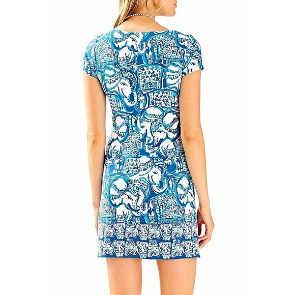 Lilly Pulitzer Sophiletta Dress Keep on Trunkin Elephant UPF 50 Shift Medium - Picture 3 of 13
